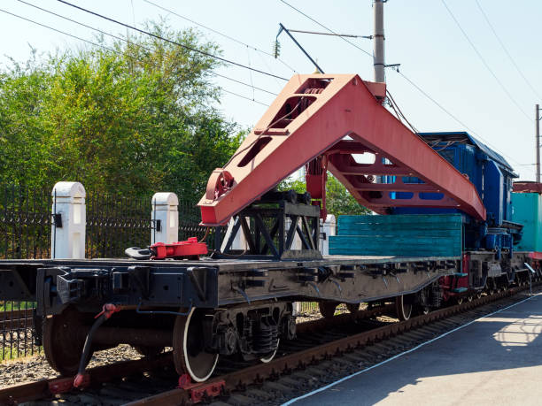 istock antique railway crane on the platform 2169327121