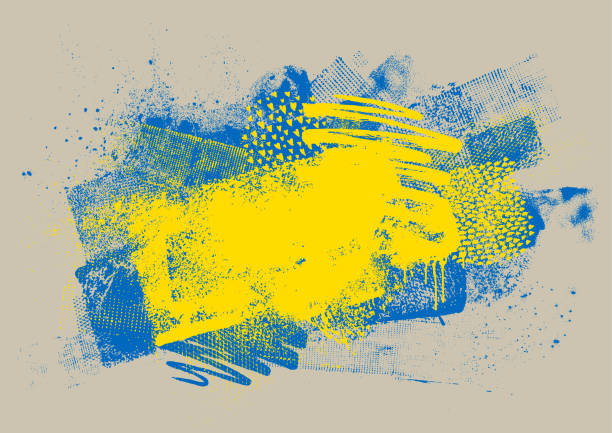 ilustrații de stoc cu texturi grunge ucrainene colorate și vectori de modele de vopsea - graffiti