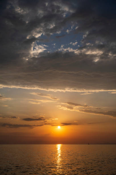 Spectacular sunset on the sea. Greece, Neos Marmaras.