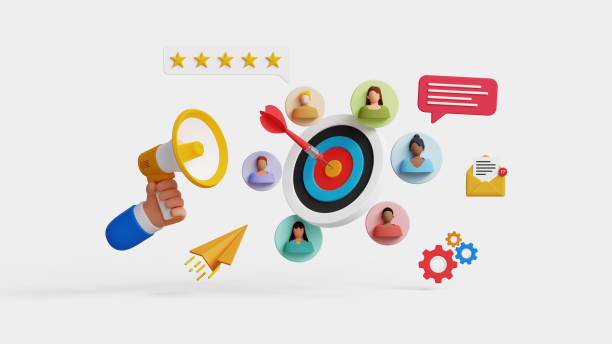 istock Target audience for advertising. Finding customer or client through social media campaign. Focus group research. Valued customer feedback. 3D illustration 2169349678