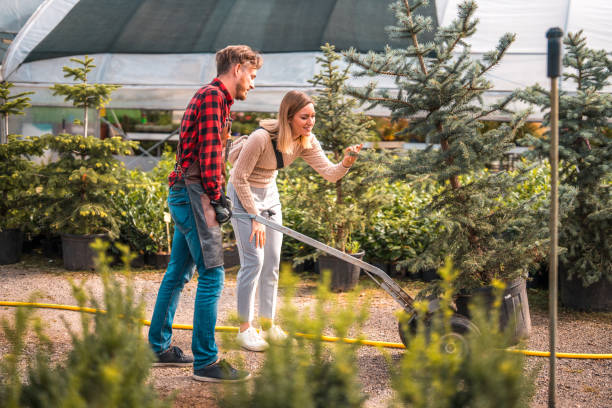 istock Caucasian Gardener Assists Female Customer with Potted Tree 2169361281