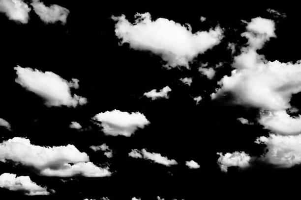 istock Beautiful white clouds on black background close-up 2169364850