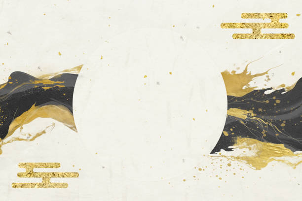 istock Gold and black brush strokes. Powerful New Year image background with sunrise. 2169366559