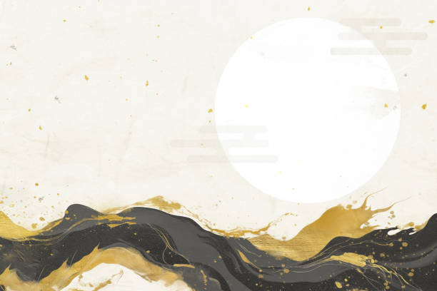 istock Gold and black brush strokes. Powerful New Year image background with sunrise. 2169366569