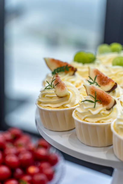 Desserts such as bread and cake on the dining table