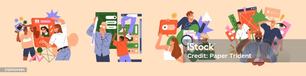 Ux Ui Design In App Development Set Designers Create User Interface For ...