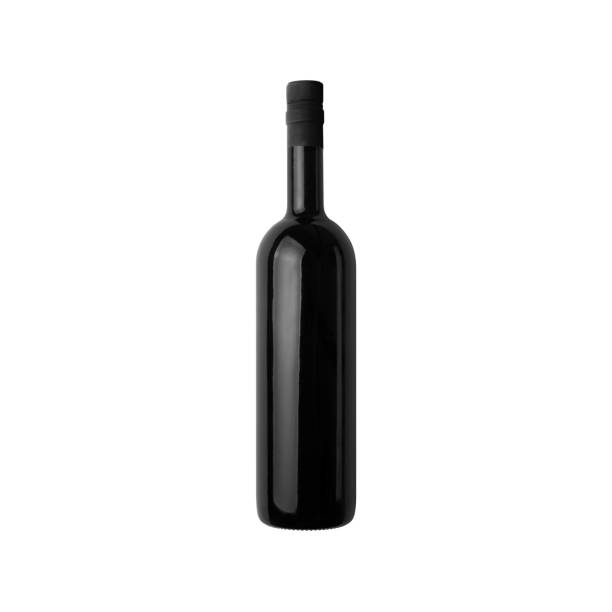 istock glass bottle wine dark black design mockup, 3d illustration, 3d rendering 2169411008