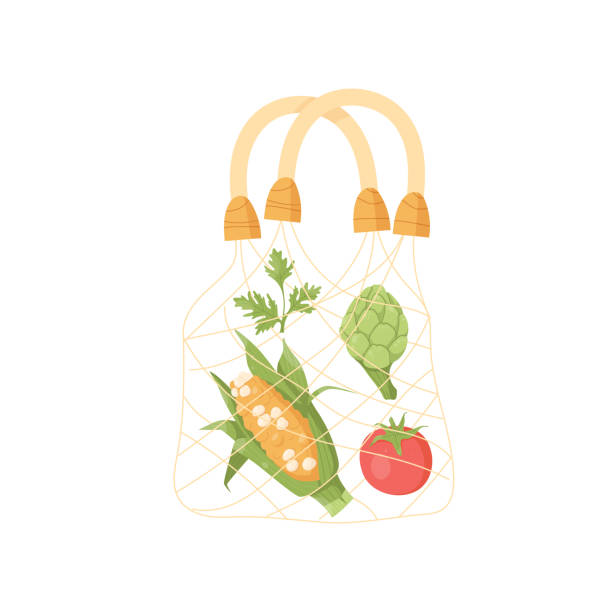 istock String bag with corn, tomato, artichoke, parsley. Healthy food 2169415408