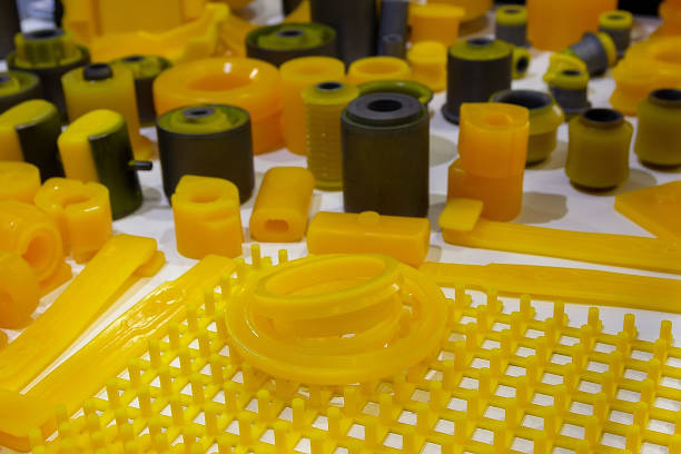 istock Varous products from polyurethane on the exhibition stand. industry 2169437431