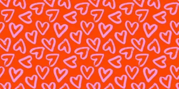 Seamless pattern with hand drawn cute hearts Seamless pattern with hand drawn cute hearts