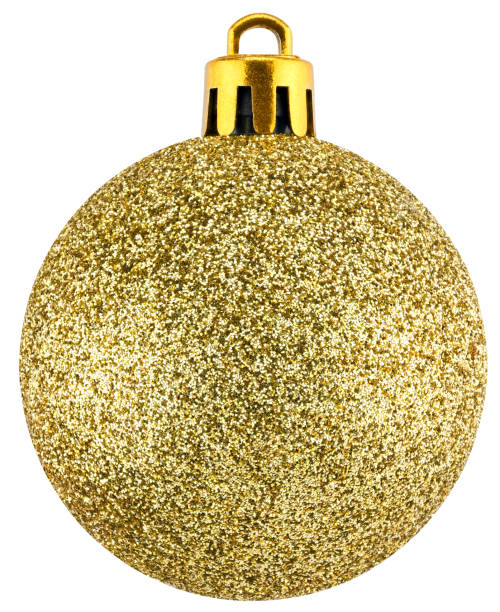 istock Golden Christmas tree ball in sequins isolated on a white background. Completely in focus. 2169442066
