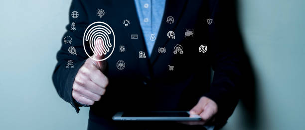 istock Know Your Customer concept, use of fingerprint to access personal and financial data, security and biometric technology. 2169450881