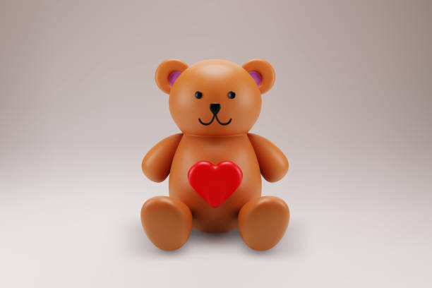 3d Cute teddy bear with heart. Vector 3d Cute teddy bear with heart. Vector illustration. classic teddy bear stock illustrations