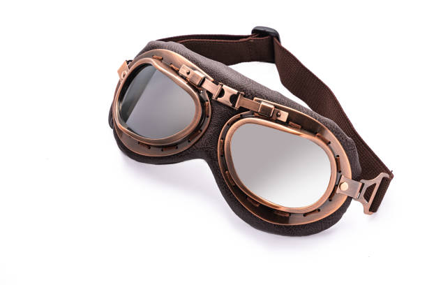 istock Vintage wind goggles, retro aviation glasses isolated on white background 2169453586