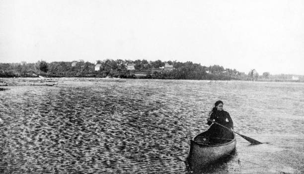 Antique Photograph: Natives on canoes, Penobscot river, Maine