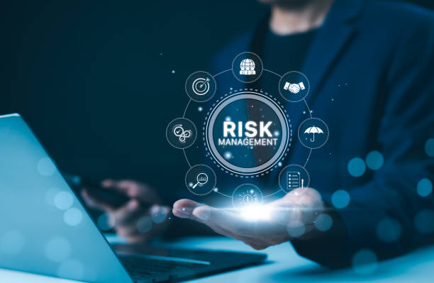 istock Corporate risk management strategy concept. Businessman showing virtual risk management interface with critical strategy icons. Analyze risk assessment, analysis financial, business risk, Company, 2169459744