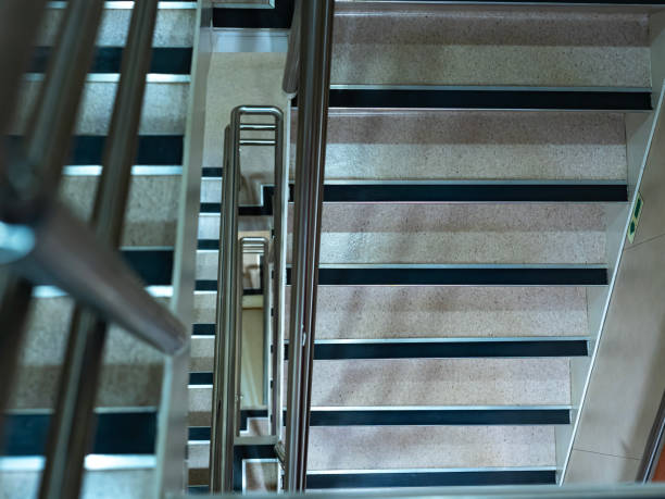 istock The iron staircase is seen from above. 2169459999