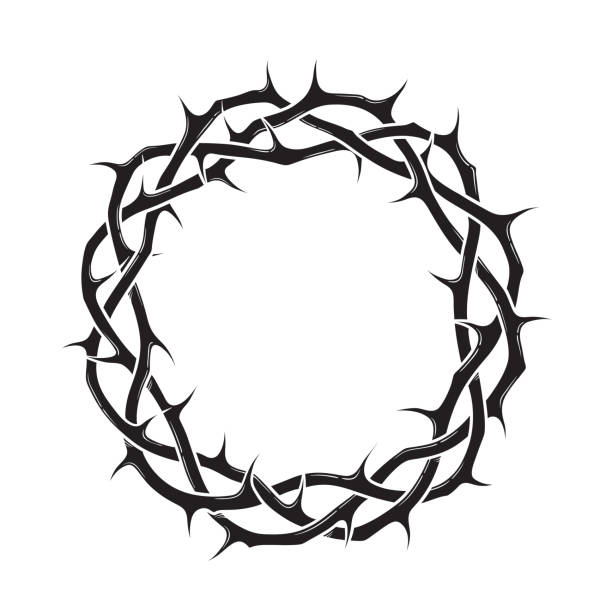 Sacred Christian crown of thorns wreath hand drawn isolated vector illustration flash tattoo or print design Sacred Christian crown of thorns wreath hand drawn isolated vector illustration flash tattoo or print design. thorn wreath stock illustrations