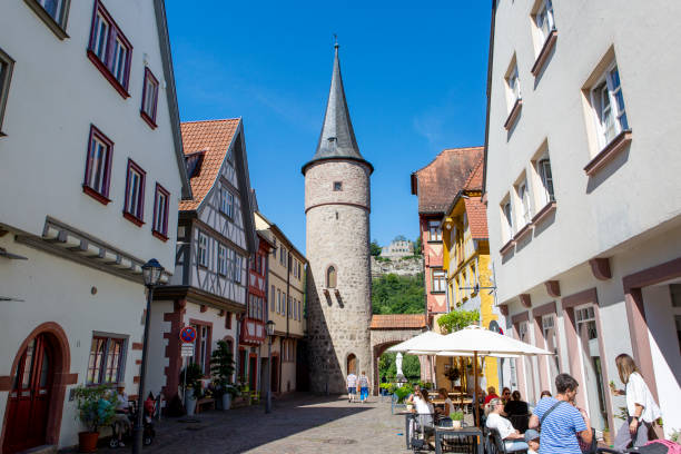 Karlstadt, Germany - July 8, 2024: Town square of Karlstadt. Karlstadt is a town in the Main-Spessart in the Regierungsbezirk of Lower Franconia (Unterfranken) in Bavaria, Germany. Karlstadt lies on the River Main in the district of Main-Spessart, roughly 25 km north of the city of Würzburg.