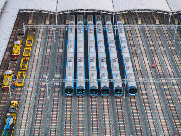 Drone view Metro train station in District 9, Thu Duc city - Ho Chi Minh city, South Vietnam