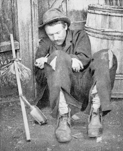 starožitná fotografie: bezdomovec - opilost fotky stock ilustrace