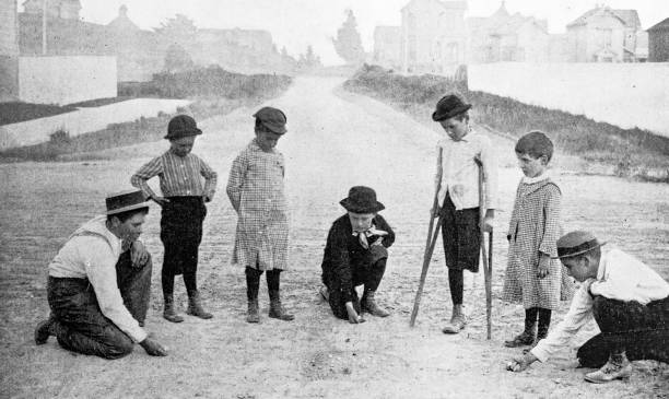 Antique Photograph: Children playing in the street