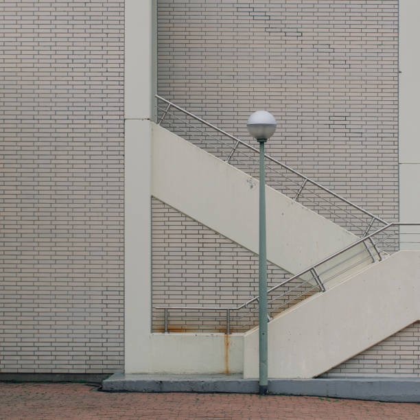 staircase with street lighting