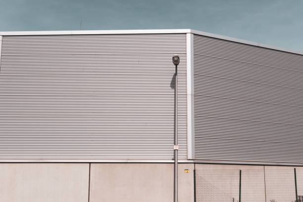 monotonous industrial facade of a warehouse