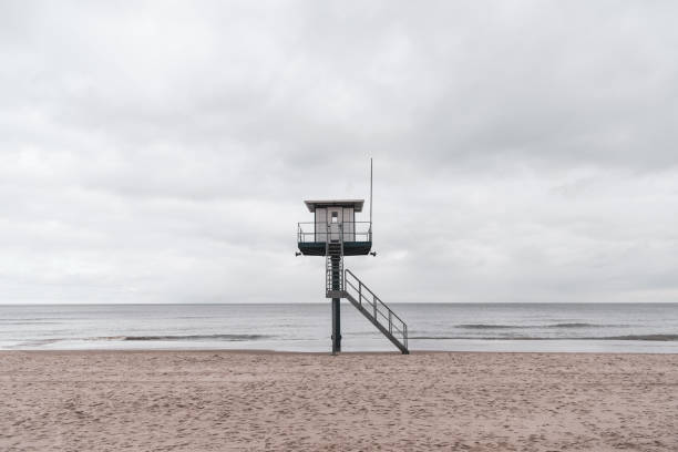 istock lonely lifeguard house on the winter beach 2169490116
