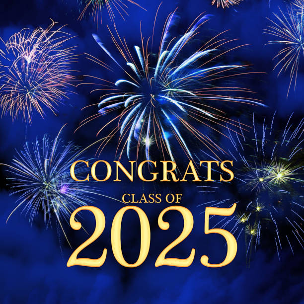 istock CONGRATS CLASS of 2025 lettering with beautiful fireworks 2169493872