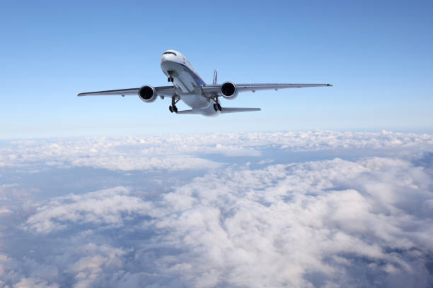 istock Airplane Flying Above Clouds in Clear Sk 2169494982