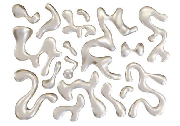 istock Chrome liquid silver shapes isolated. Realistic metal droplets. Glossy bubbles or blots, platinum fluid with reflective surface. 2169496738