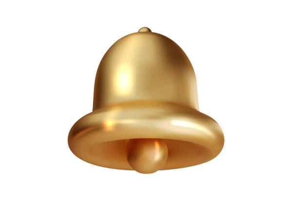 istock Golden bell isolated on white background. Metal 3d realistic bell vector. Christmas symbol, notification, school, vintage bell icon 2169496780