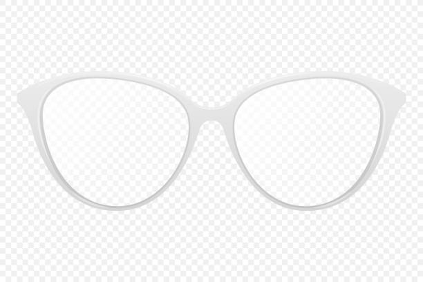 istock Vector 3d Realistic White Round Frame Glasses Isolated. Sunglasses, Lens, Vintage Eyeglasses in Front View. Design Template for Optics and Eyewear Branding Concept 2169506426