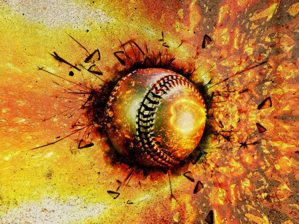 istock 3d illustration of a baseball ball on fire embedded in a wall in power concept 2169513533