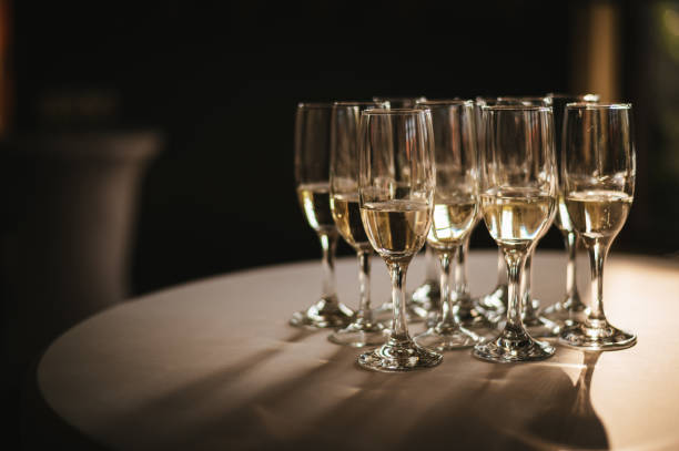 istock Champagne glasses arranged on a table for a special event. 2169519840