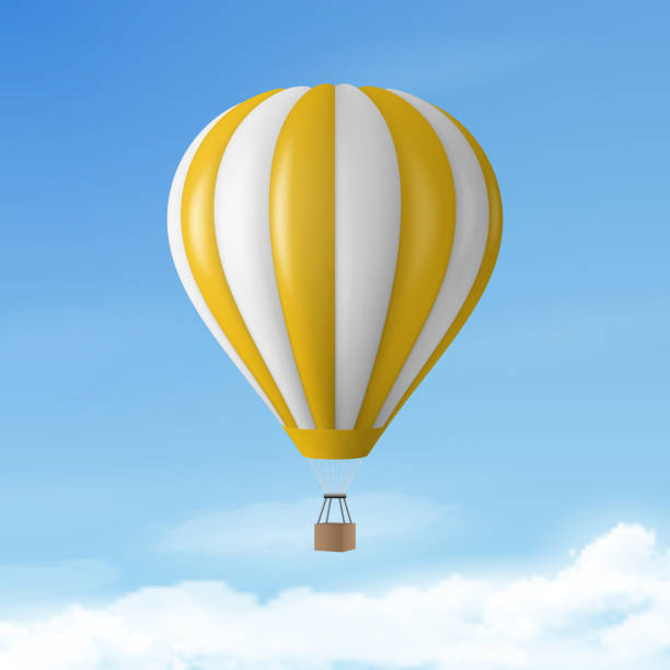 istock Vector Travel Banner with 3d Realistic Hot Air Balloon Icon on a Blue Sky Background. Design Template, Summer Vacation, Travelling, Tourism and Journey Concept 2169521717