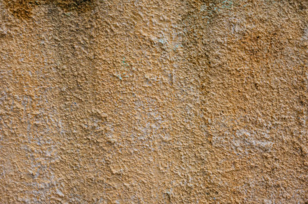 A detailed view of a textured plaster wall featuring earthy, warm tones. The rough surface and subtle variations in color give the wall a rustic and natural appearance, evoking a sense of aged craftsmanship.