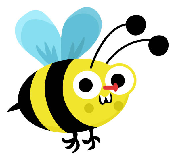 istock Vector cartoon bumblebee. Funny prehistoric insect. Woodland beetle. Cute forest bee or wasp illustration for kids isolated on white background. Tropical or rainforest bug icon 2169532611