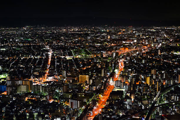 istock Night view of Osaka city seen from a skyscraper 2169533965