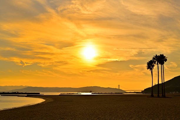 Sunset on the Suma coast in Kobe