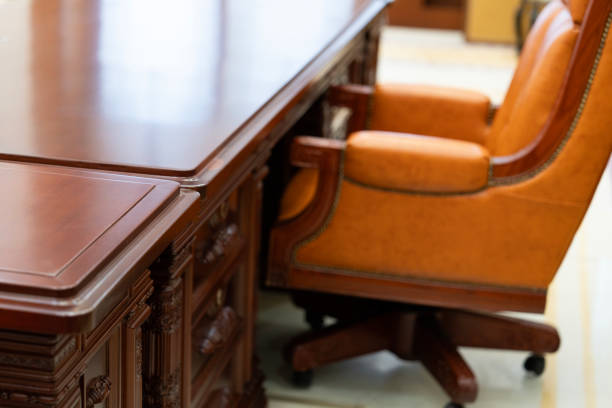 istock desk and chair in the office 2169538444