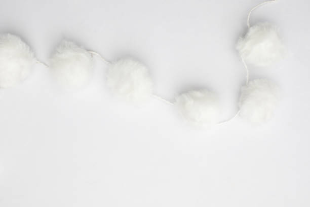 istock White pom pom decoration garland border on white background 2169540681