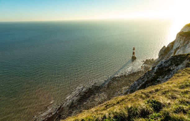 Eastbourne, England, UK - Sep 01, 2019. Belle Tout Lighthouse view from Beachy Head in East Sussex.