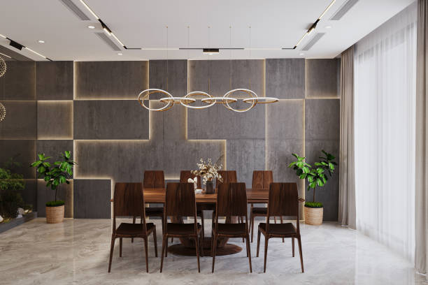 istock classic Scandinavian mid-century modern wood chairs. dining room design interior 2169541765