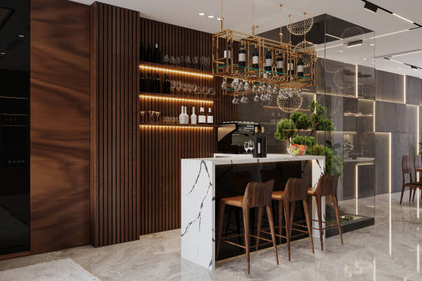 istock Modern Kitchen and bar counter In Luxury Home 2169541898