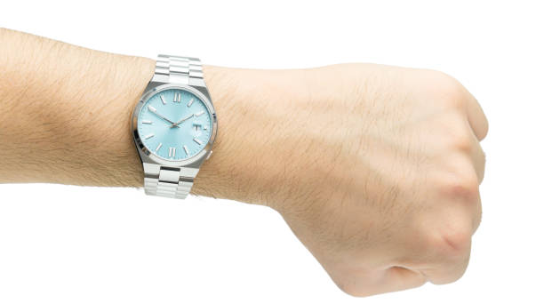 istock Hand with modern wrist watch isolated on white 2169542241