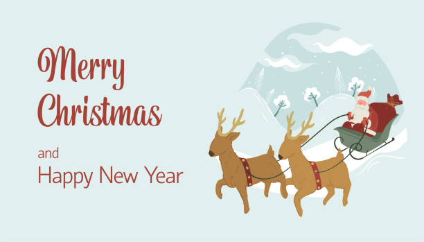 istock Santa Claus Flying with Reindeer Sleigh 2169542713