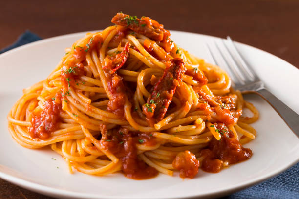 istock Spaghetti with crab and crab miso in tomato sauce 2169546773