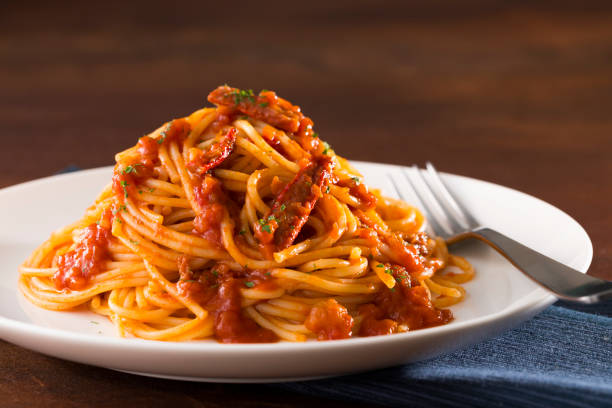 istock Spaghetti with crab and crab miso in tomato sauce 2169546778